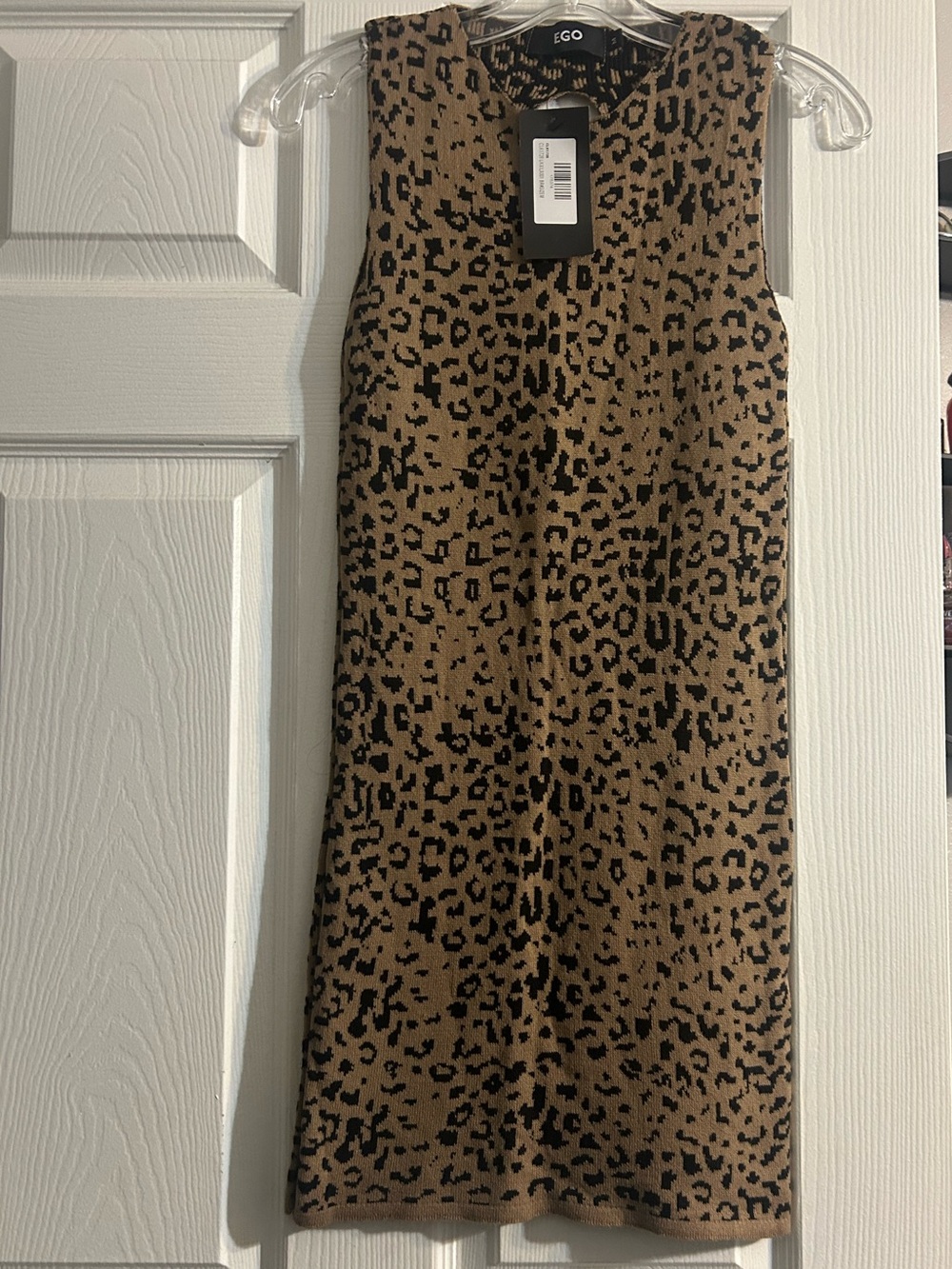 Leopard Print Knit Keyhole Dress